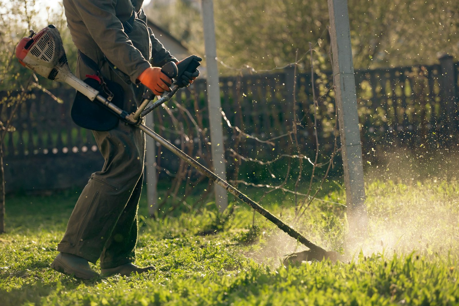 Lawn mover on green grass. Machine for cutting lawns.